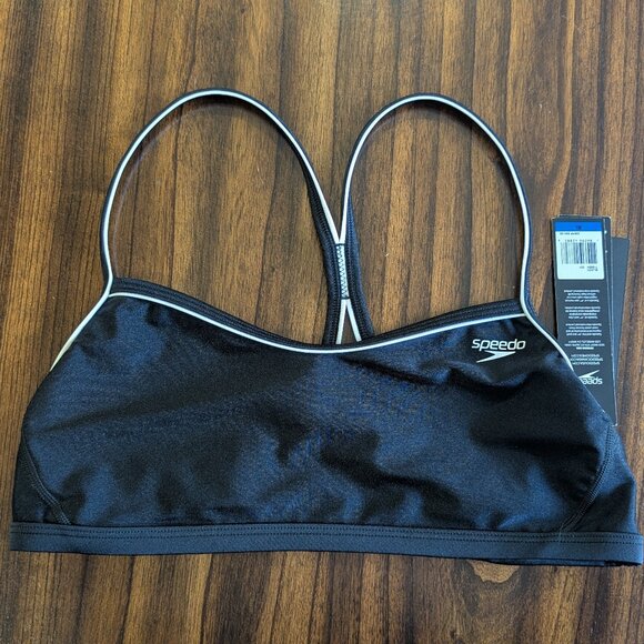 NEW Speedo Women's Black Racing Competitive Swim Top. Size XL - Picture 2 of 5